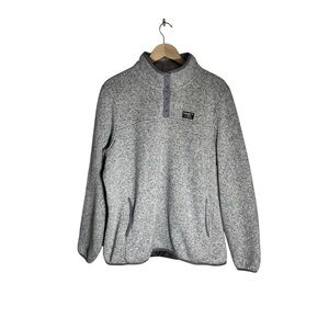 LL Bean Women's Fleece Pullover Jacket Half Snap Grey Casual Outdoors Size XXL